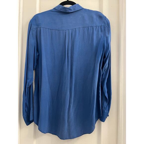 Equipment Silk Button Up Long Sleeve Shirt, Blue size M - Picture 3 of 5